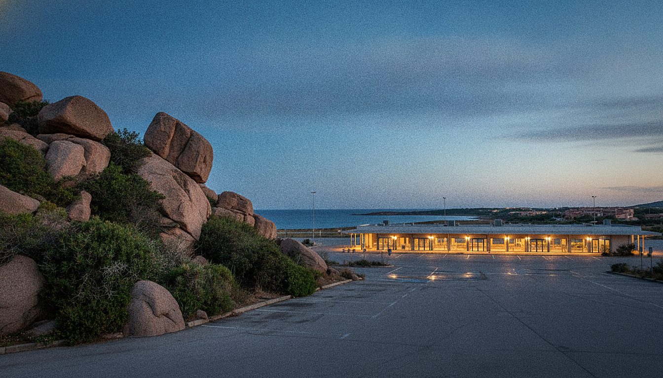 Parkplatz P2 vor dem Terminal des Flughafens Alghero