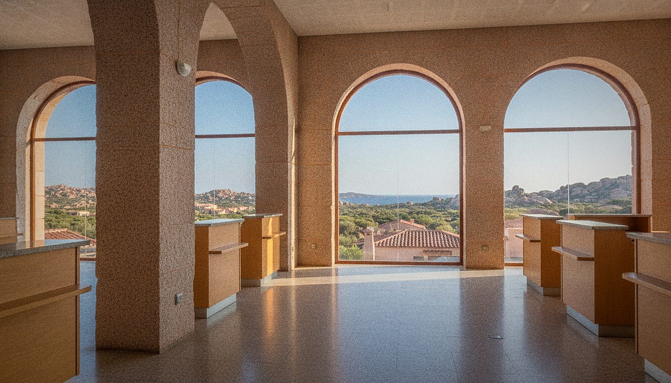 Mietwagenschalter in der Ankunftshalle des Flughafens Cagliari